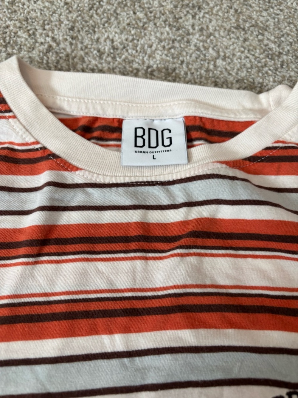 BDG Orange & White Striped Short Sleeve Tee